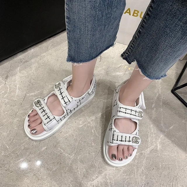 Women's Faux Leather Skirt Female Sandals 2020 Summer Fashion Sports Joker Flats For Women Ins Rome Platform Sandals Women