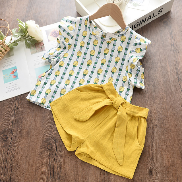 Kids Girls Clothing Sets Summer New Style Brand Baby Girls Clothes Short Sleeve T-shirt + Pant Dress 2pcs Children Clothing Suits