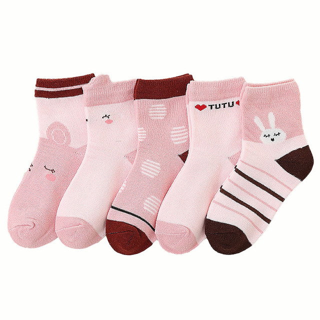 5 Pairs Cute Cartoon Kids Socks Autumn Winter Warm Baby Boys Girls Socks Soft Cotton Toddler Baby Children Socks 1-12 Years