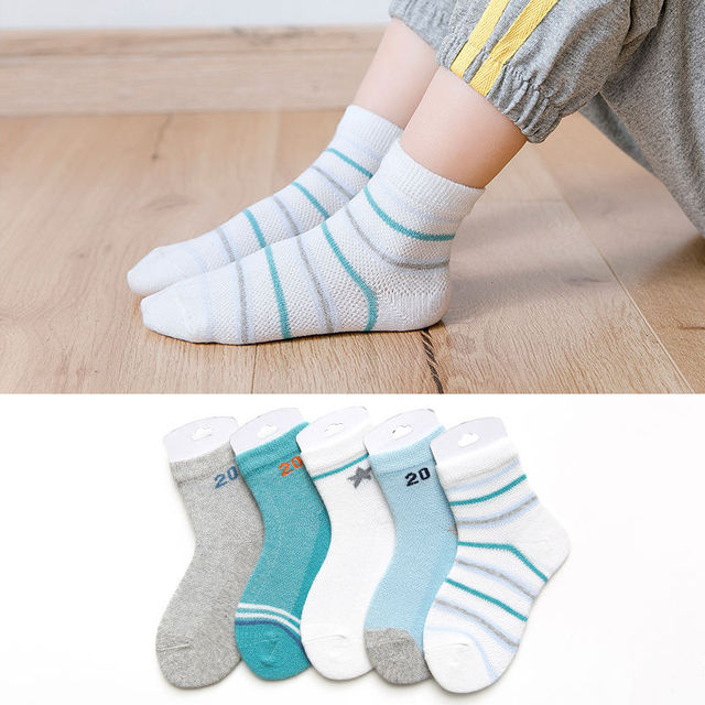 Soft Cotton Children Socks Cute Cartoon Casual Boys Socks Thin Mesh Summer 5pairs/lot Kids Socks Sport Baby Boy Socks 1-12 Years