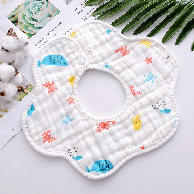 Baby Bibs 360 Degree Rotation 8 Layers Gauze Gauze Baby Kids Bandana Burp Cloth Soft Newborn Infant Saliva Towel Baby Stuff