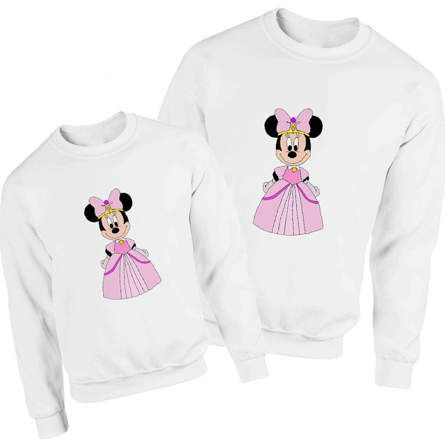 Simple Mickey Family Style Sweatshirt Cool Modern Harajuku Sweatshirt Harajuku Mom and Daughter Pullover Lovely Clothes Hoodie