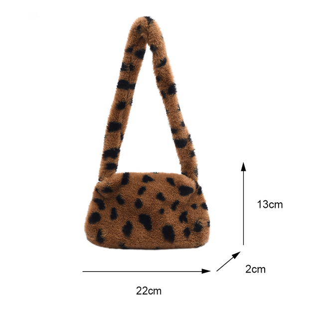 2021 Autumn Winter Female Plush Portable Women Handbag Vintage Animal Print Shoulder Bags Travel Bags