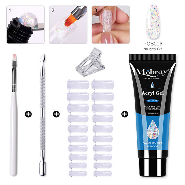 Mobray Poly Nail Gel Set All For Quick Extension Nail Manicure Set Gel Cuticle Pusher Finger Extension Template Nail Tool Kit