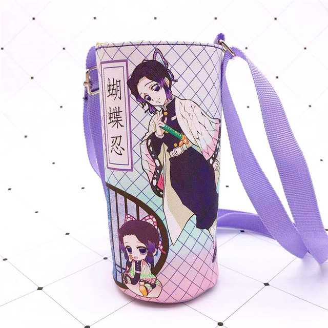 Devil Blade Cartoon Anime Peripheral PU Cup Cover Demon Slayer Kimetsu no Yaiba Kamado Nezuko Student Children Kids Kettle Bag