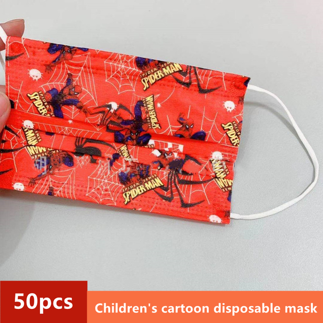 Disney Children's Mask Spider-Man Marvel Avengers Character Disposable Face Mask Cartoon Hero Pattern Lilo and Stitch Pixar Dust Cover