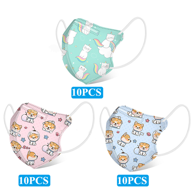 Kids KN95 Mask Girls Boys Children Face Masks Anti-Dust 0-3 Years Old Baby 4 Layers Fabric 3D Cartoon Baby Face Mouth Mask ffp2fan