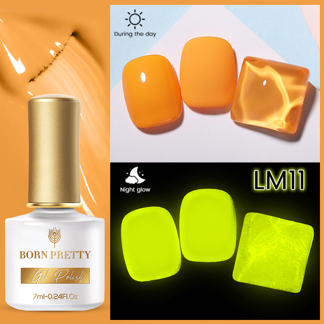 Born Pretty Pink Color Luminous Gel Nail Polish Glow In The Dark Neon Fluorescent Soak Off UV LED Top Coat Semi Permanent Varnish