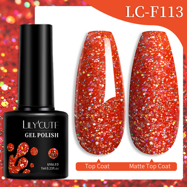 LILYCUTE 7ml Glitter Gel Nail Polish Laser Sequins Soak Off UV Gel Semi Permanent Colored Nails Gel Polish DIY Nail Art Esmalte