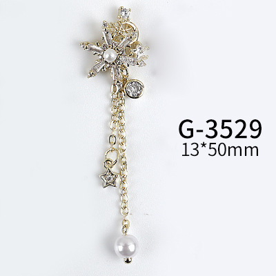 New Nail Art Real Gold Snowflake Zircon Ornaments Exquisite Snowflake Zircon Christmas Style Snowflake Pendant G-3511