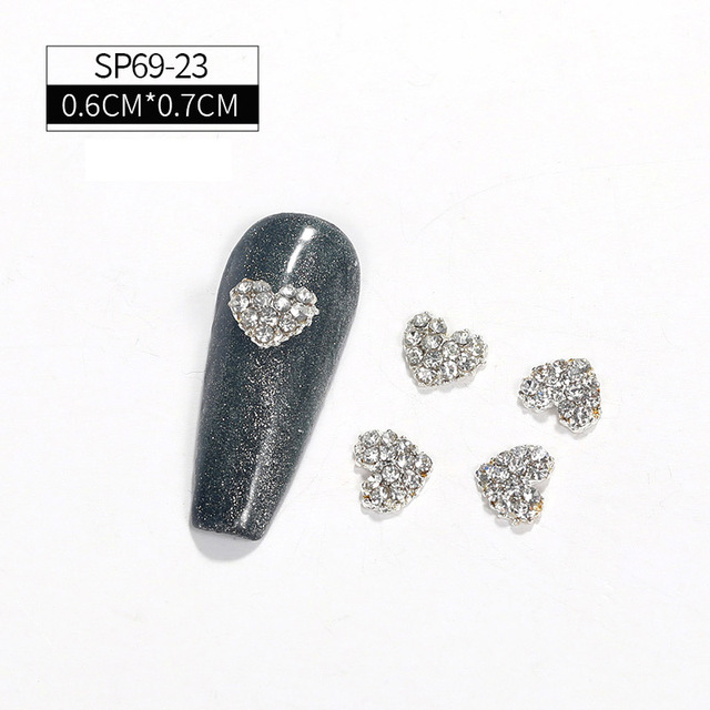 LEAMX 10pcs/bag Clear Rhinestones Nails Art Decorations Beautiful Girls Nail DIY 3D Gems Alloy Nail Diamond Charms Supply L413