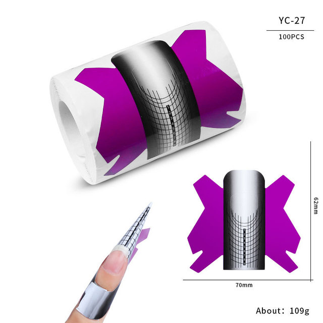 100pcs Gel Nail Forms Extension Sticker French Acrylic Curve False Nails Art DIY Manual Form Manicure Art Tools