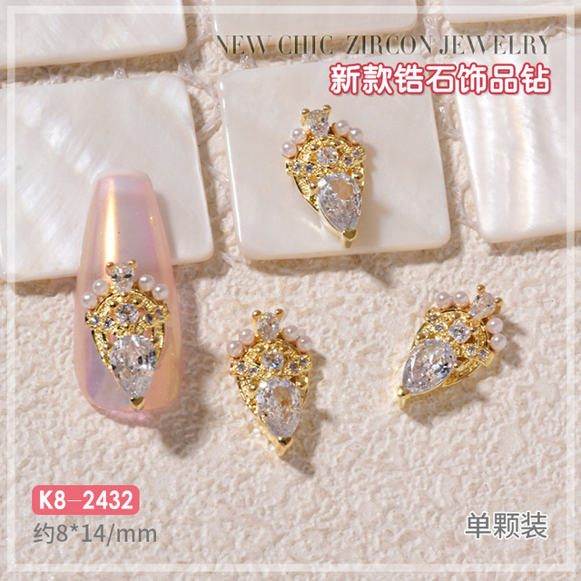 3pcs New Zircon Jewelry Bow-knot Pearl Accessories Net Red Roll Packaging Flowers Color Preservation Nail Decoration Diamond