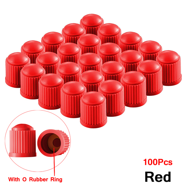 100 pcs Wheel Tire Valve Covers, Universal With O-Ring Rubber Rings For Cars, , Motorcycles, Trucks,SUVs, Bicycles and Bicycles