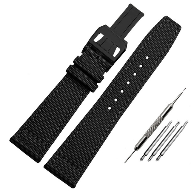 Nylon watch strap for IWC series, portuguese, pilot, 20mm, 21mm, 22mm, canvas, black, blue and green