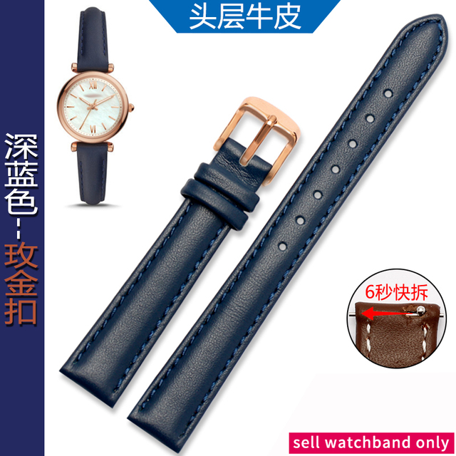 Women's Genuine Leather WatchBands for Casio Fossil Watch Band Foley Foley First Layer Leather Watch Strap 12mm 14mm 16mm