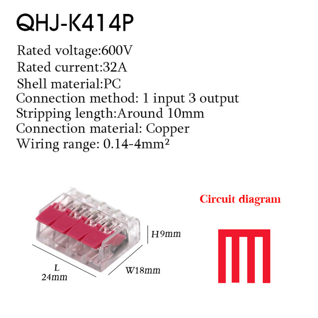 Wire Connector Small Quick Universal Compact Connector Spring Wire Cable Electrical Connectors Push In Terminal Block 412-415