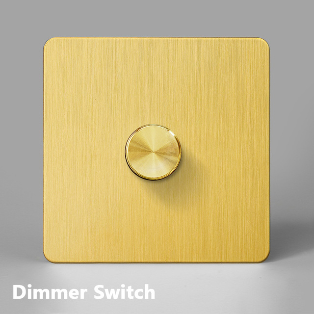 Avoir Gold Wall Light Switch Lever Brass 2 Way Run Off Curtain Momentary Switch Stainless Steel 220V Led Dimmer Usb EU FR Sockets