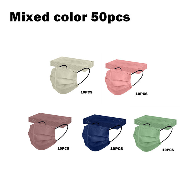 10/50/100pcs Morandi disposable face mask adult 3 layer non-woven color mouth face mask for women face protective mask masque