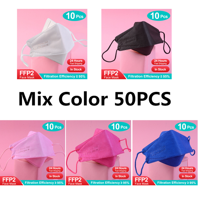 FFP2 Macarillas Approved Colorful KN95 Black Fish Face Mask KN95 Black Face Masks 4 Layer ffp2mascarillas ffp2reuse zable