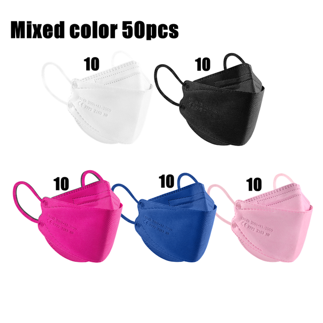 10-200pcs Adult Fish KN95 FFP2 Mask FPP2 Approved Masks Dust Respirator Protective Face Masks Black FPP2 Color Mask FP2 ffp2fan