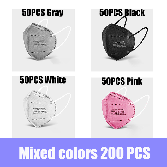 Black Person Summit Masks fpp2 Gray White Pink Certification For CE EN149 Matching KN95 Mouth Face Respirator Masque FFP2 Niños