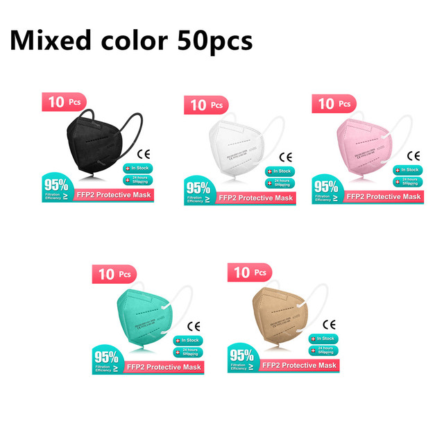 10-200pcs KN95 mask ffp2 face mascarilla fpp2 homologada 5 protective layers mascarillas fp2 multicolored FFP2Mask mascherina ffpp2