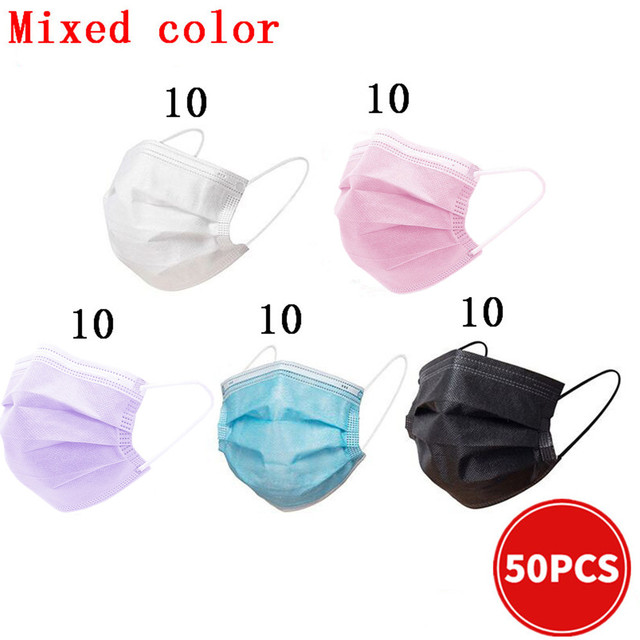 Protective Face Mask 3 Layers Adult Non-Reusable Mask Non-Woven Colors Negras Mascarillas quiurgicas Homeopathic