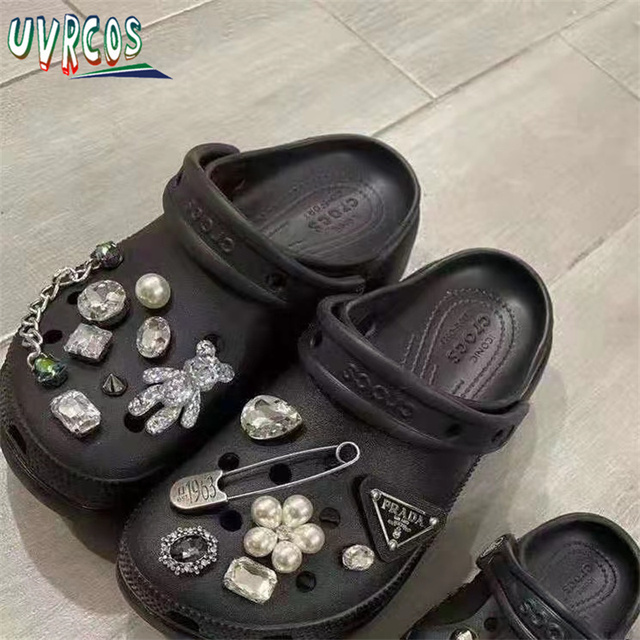 1 مجموعة اليدوية croبها بنفسك Crocs Charms بلينغ JIBZ إبزيم حجر الراين اكسسوارات سلسلة معدنية تسد حديقة حذاء الديكور الفتيات 지지