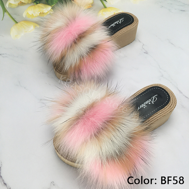 Luxury Woman Platform Shoes Women Wedges Slippers Female Fluffy Slippers Women's Sandals Heel Flip Flop Sandal Summer New 2022