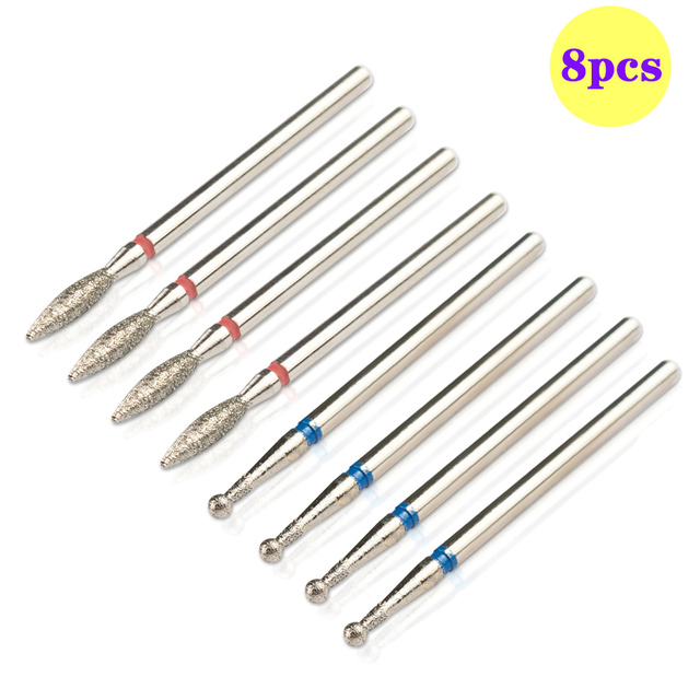 8pcs Diamond Milling Cutter for Manicure Set Nail Drill Bits Accessories Nozzles for Manicure Cutters Pedicure Sanding Nail File