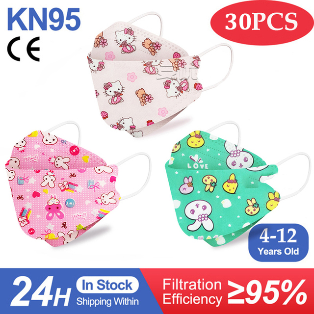 Kn95 Masks Kids fpp2 Approved Mask for Baby Fish Printed Cartoon Mouth Mask KN95 Mascarilla Infantil kf94fan ffp2fan Ninos