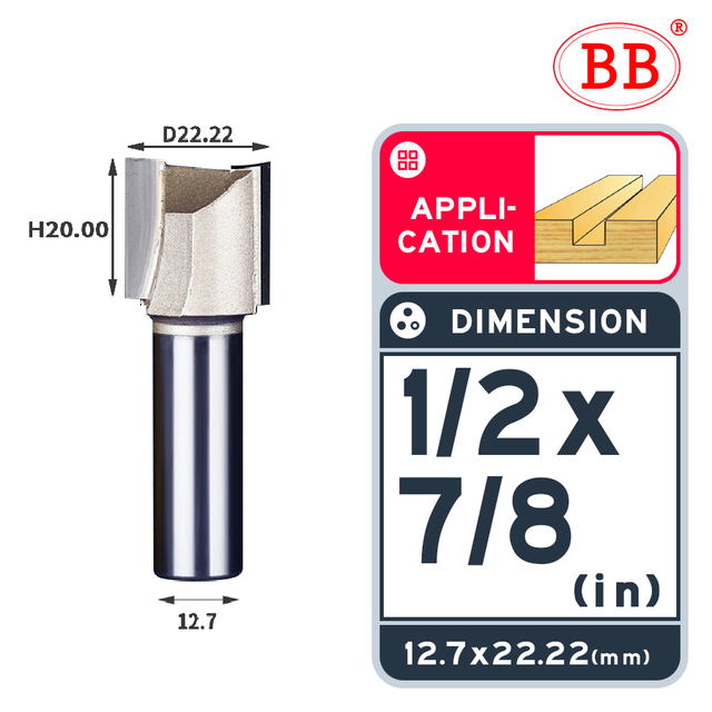 BB Straight Bit 2 Flute Long Blade Router Bit 1/4 1/2 Woodworking Slotting Tool End Miil Double Edged Cutter