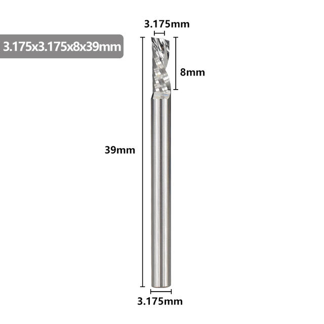 XCAN-آلة قطع كربيد واحدة ، 3.175 مللي متر (1/8 بوصة) ، جهاز التوجيه CNC ، قطر 1-3.175 مللي متر ، لقطع الألومنيوم