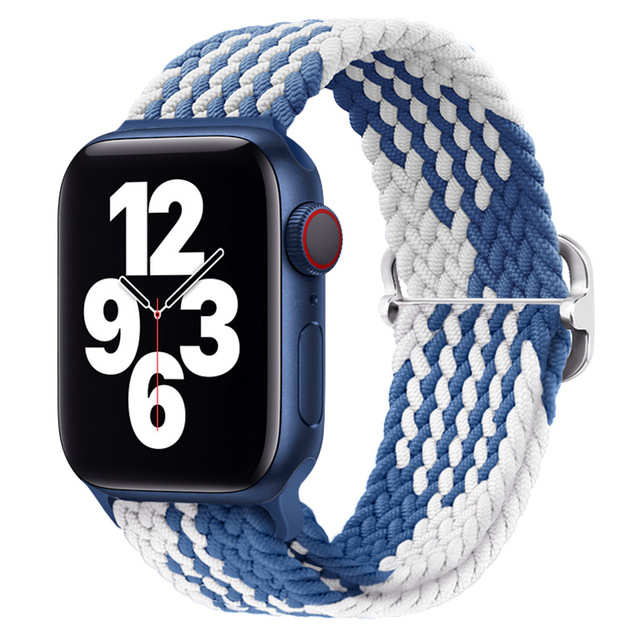 Braided Solo Loop Ring for Apple Watch 44mm 40mm 42mm 38mm Elastic Nylon Fabric Bracelet for iWatch 3 4 5 SE 6 Adjustable Buckle