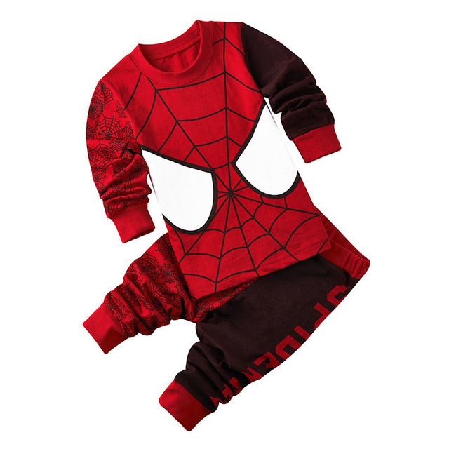 Children's Clothing Set Boys Sleepwear Kids Clothes Spider Pajamas Set Baby Girls Cotton Cartoon Pajamas Spring Autumn Pajamas