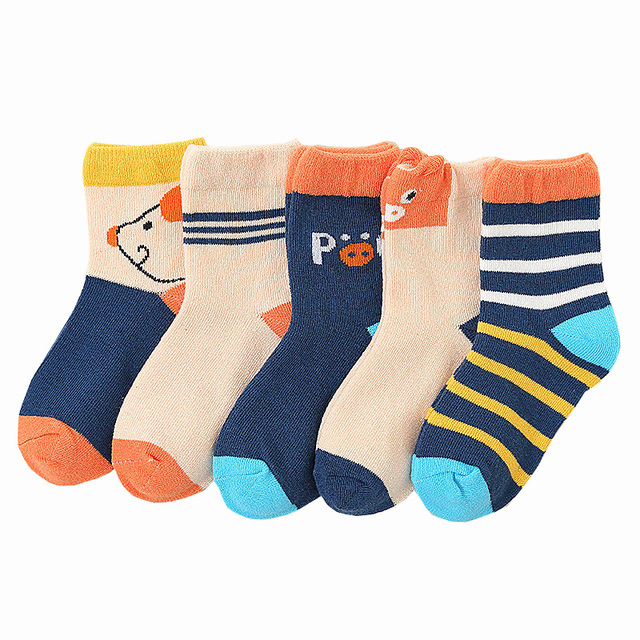 5pairs/lot Cute Cartoon Baby Girls Socks Winter Thicken Soft Kawaii Infant Toddler Socks Cotton Baby Boy Sports Socks for 1-12Y