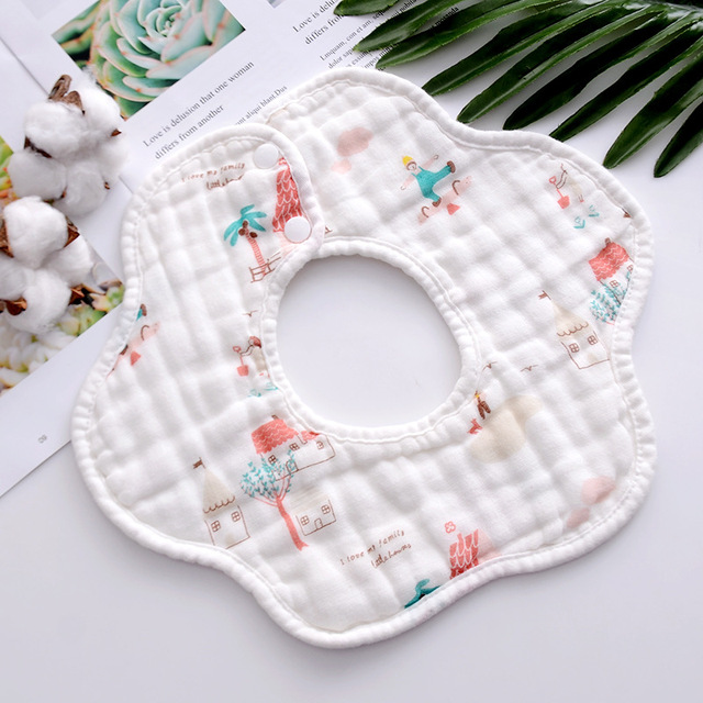 Baby Bibs 360 Degree Rotation 8 Layers Gauze Gauze Baby Kids Bandana Burp Cloth Soft Newborn Infant Saliva Towel Baby Stuff