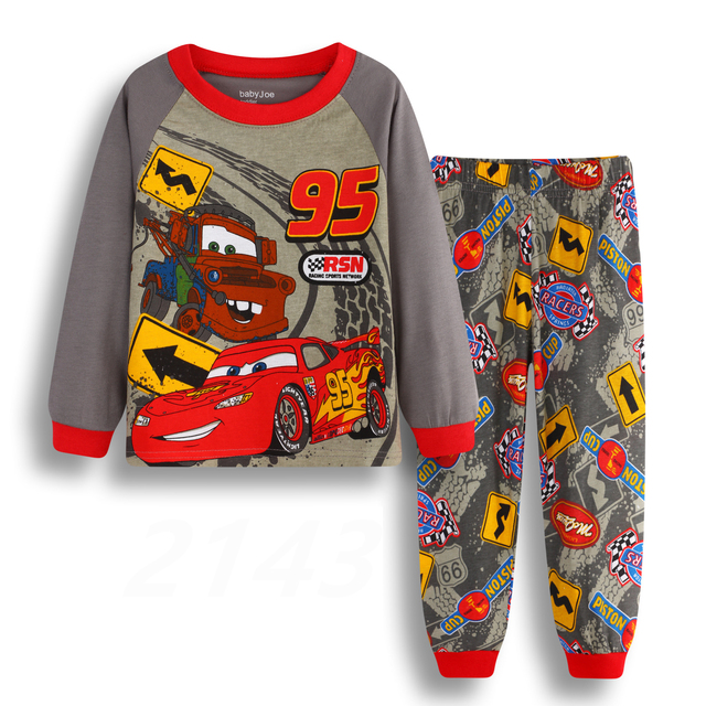 New Spring Autumn Children's Clothing Sets Boys Sleepwear Kids Clothes Spider Pajamas Set Baby Girls Cotton Cartoon Cars Pajamas