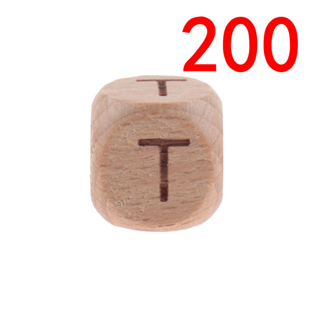 200pcs 12mm Beech Wooden Beads For Baby Wood Letters Bead Baby Teether Diy Beads With Silicone Teether Letters Alphabet