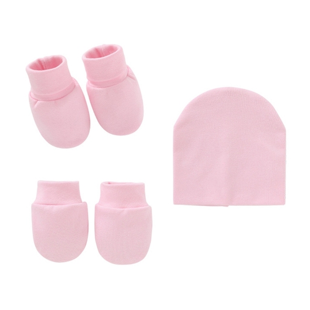 Baby Newborn Face Protection Scratch Gloves Warm Cover Sets Infant Anti-scratch Knitted Cotton Gloves Hat Set