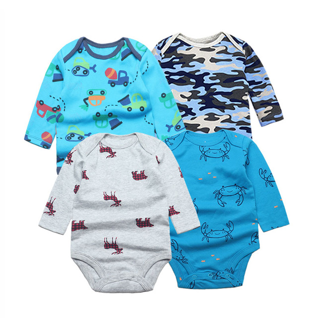 3/4/5pcs Baby Spring Autumn Outerwear Long Sleeve 100% Cotton Boys Girls Clothes Newborn 0-24 Months Clothes