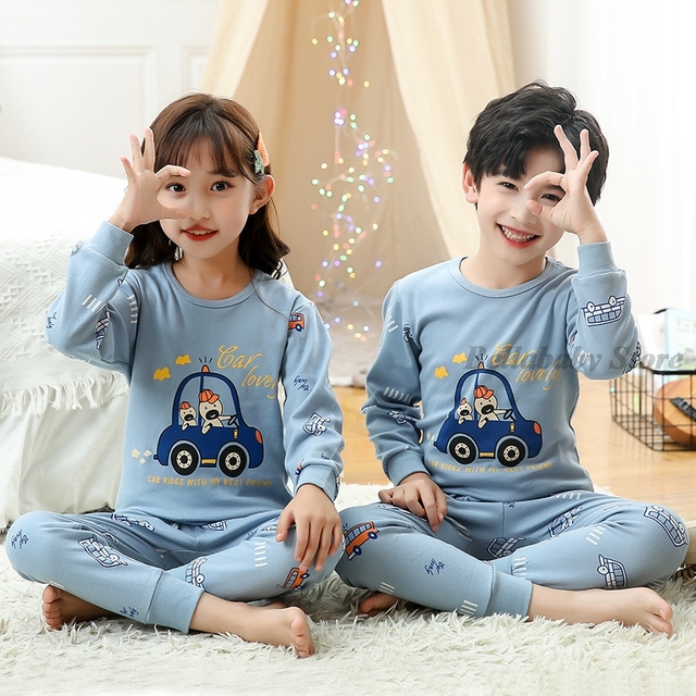 Baby Boy Girl Pajama Sets Korean Spring Pajamas For Kids Sleepwear Set Cotton Cartoon Cow Night Outfits Autumn Children Clothes