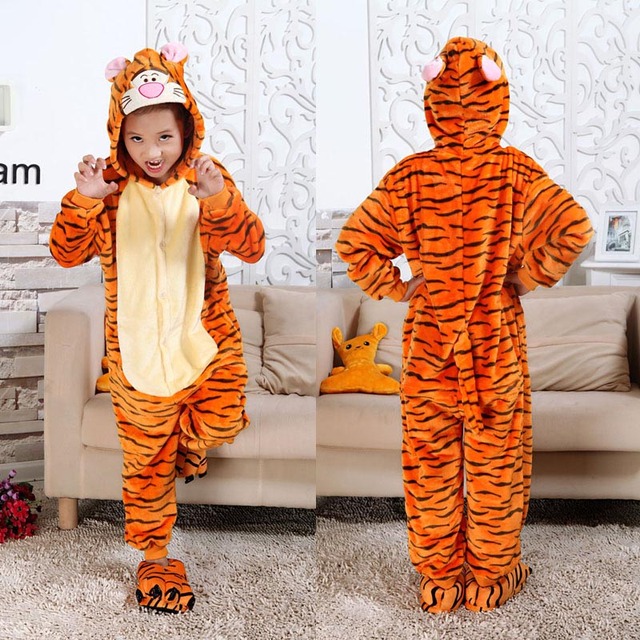 Winter Kigurumi Kigurumi Soft Warm Soft Flannel Pajamas Cartoon Animal Hooded Pajamas Boys Unicorn Pajamas Girls Kids Sleepwear