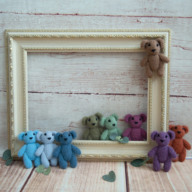 Newborn Teddy Bear Knit Mohair Animal Stuffer Photography Props Crochet Baby Photo Shoot