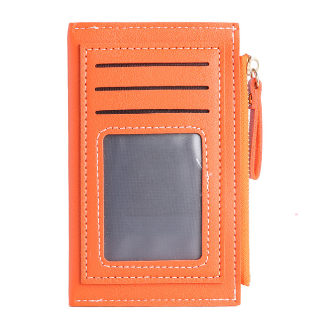 Fashion Women Solid Color Multi Slot Credit Card Holder Portable PU Leather Mini Coin Purse Multifunction Zipper Wallet