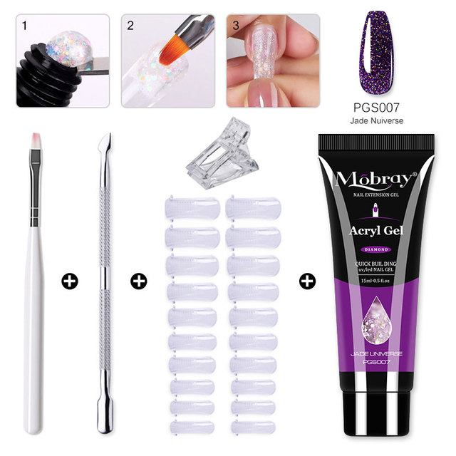 Mobray Poly Nail Gel Set All For Quick Extension Nail Manicure Set Gel Cuticle Pusher Finger Extension Template Nail Tool Kit