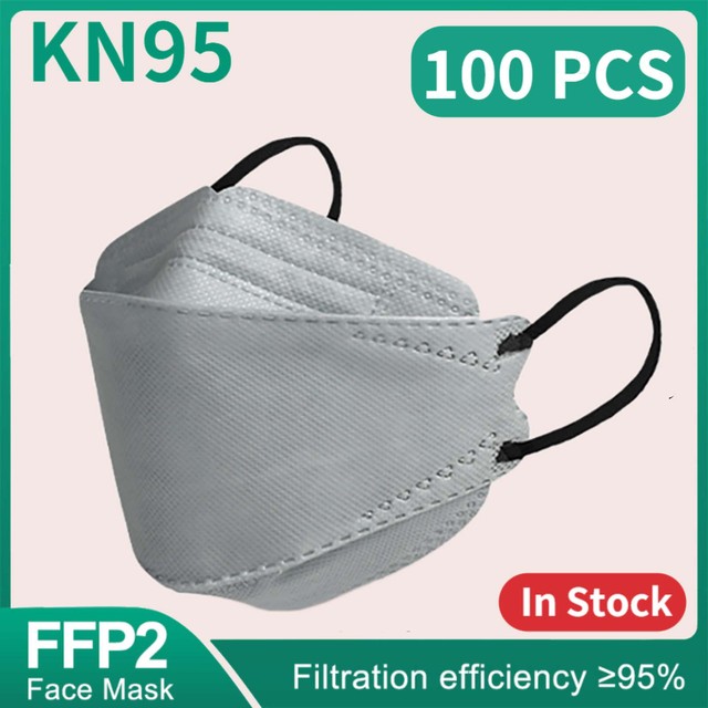 Morandi Kn95 Fish Mask 10-200pcs FP2 Approved Sanitary Dust & Sanitary Safety 4 Strips Adult Mask kf94mascarillas FPP2