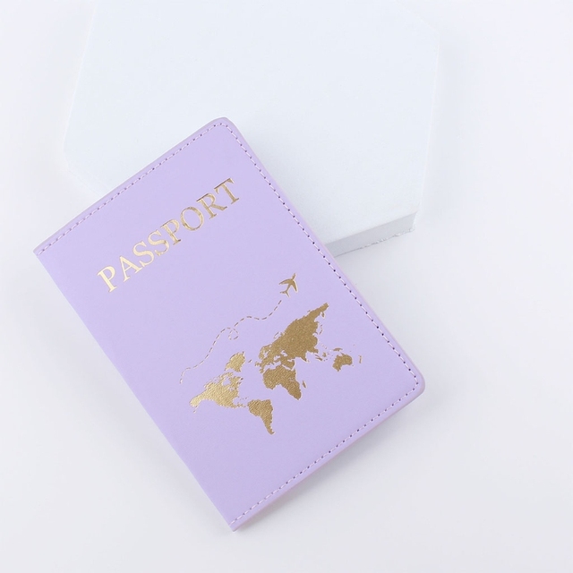 831A Simple Fashion Passport Holder World Map Thin Slim Personality Travel Wallet Gift PU Leather Card Holder Cover Unisex