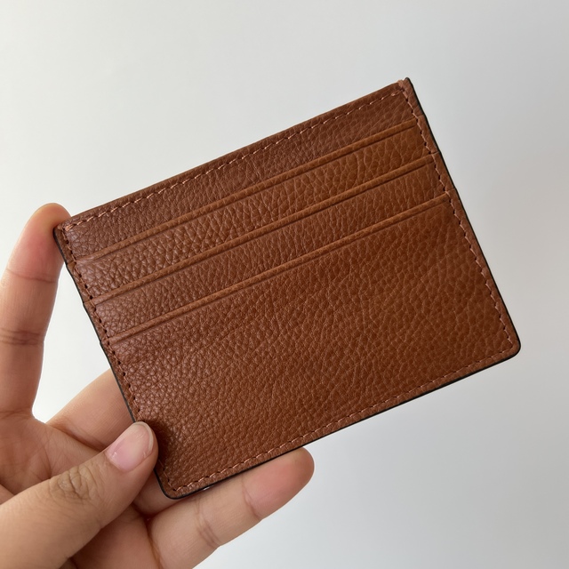 Free Custom Leather Card Case 100% Cowhide Credit Card Holder Mini Wallet Men Women Pocket Card Wallet With 6 Card Slots